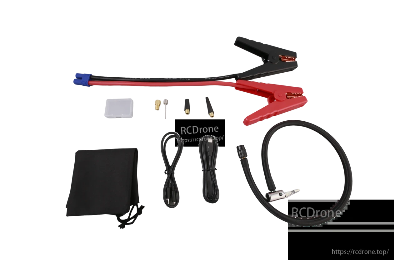 LOKITHOR ApartX jump starter accessories with red/black jumper clamps, air hose with chuck, cables and pouch