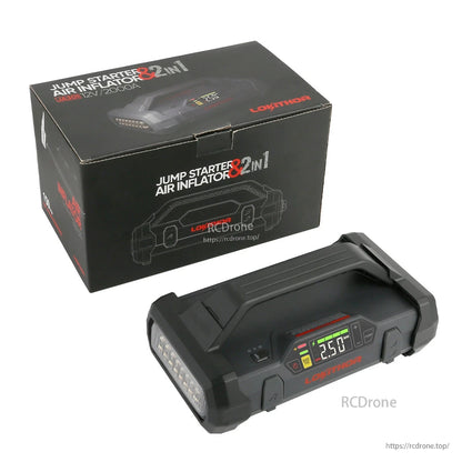 LOKITHOR JA301 2-in-1 jump starter and air inflator with digital pressure display, LED light, and retail box