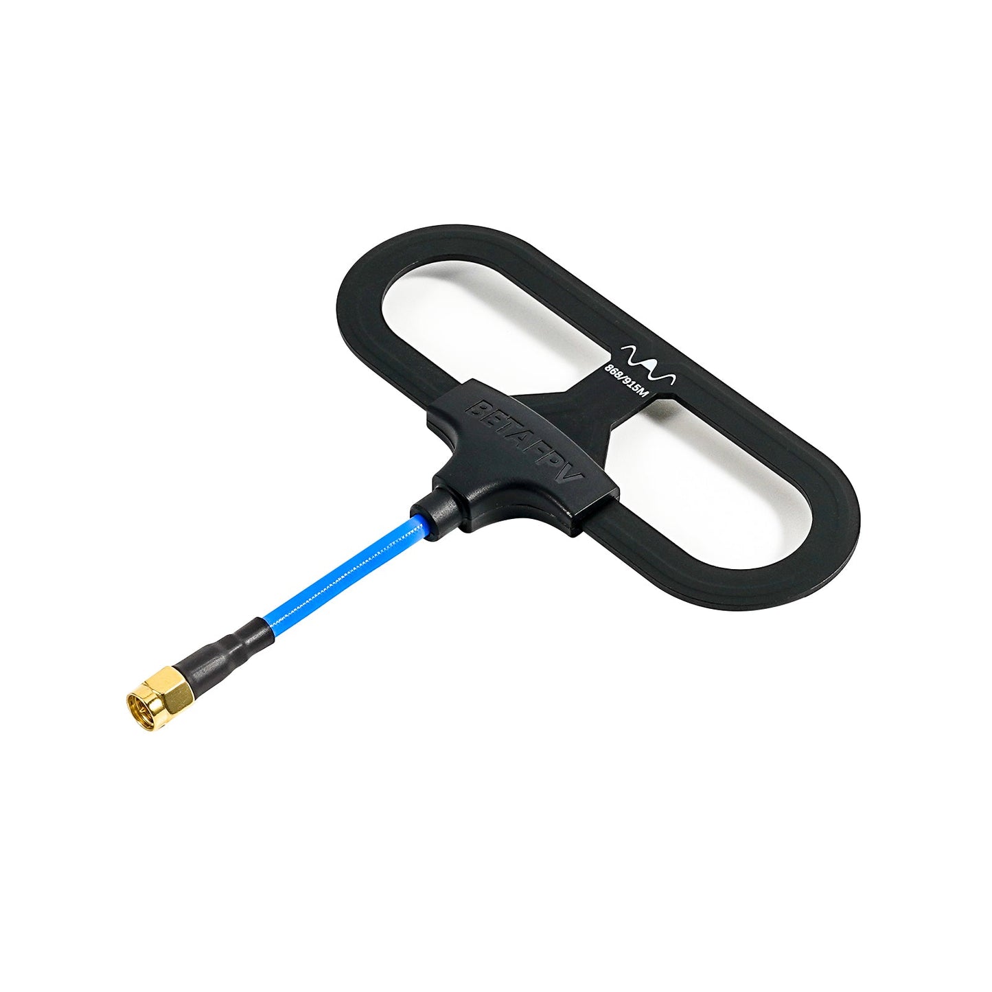 BETAFPV Loop Antenna 915MHz version with blue coax lead and SMA connector, loop-style receiver antenna