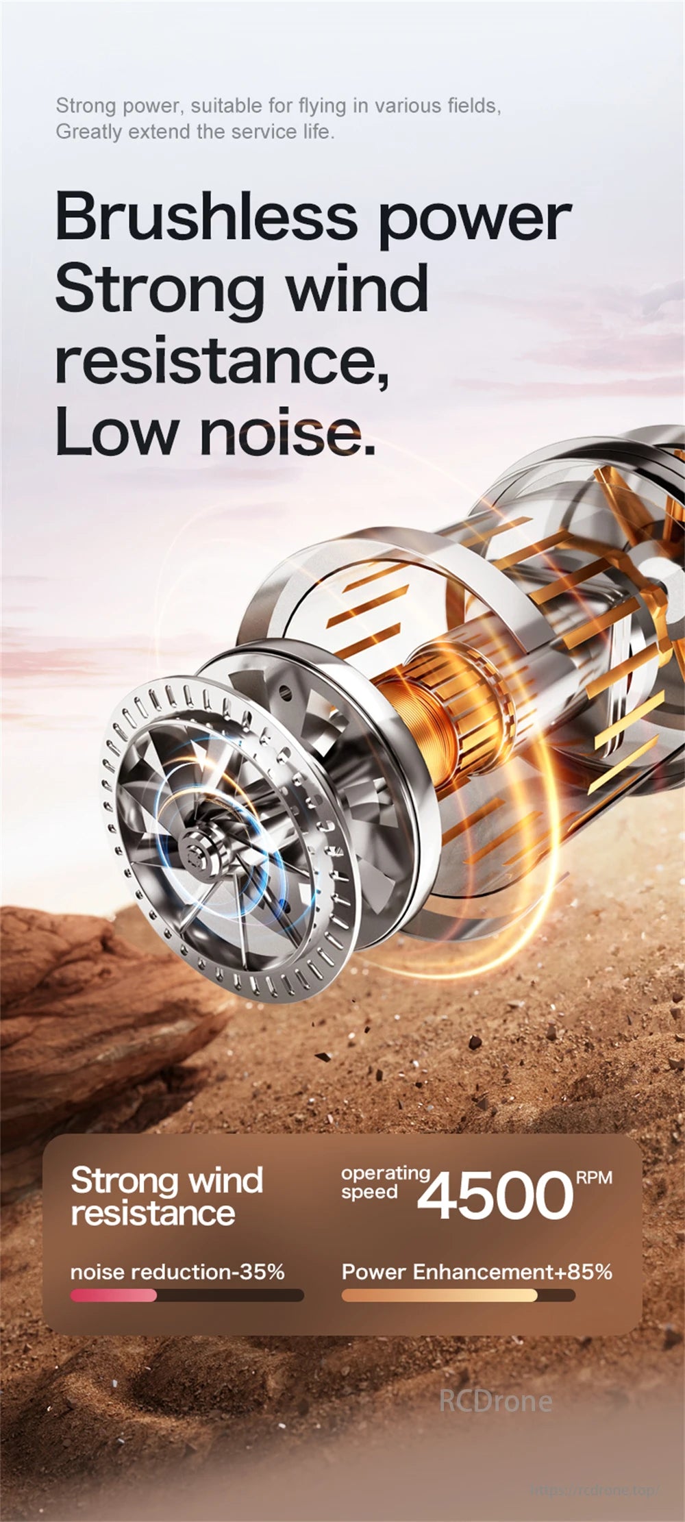 LSRC XT808 GPS Drone, Strong power, suitable for various fields. Brushless motor features strong wind resistance, low noise, 4500 RPM, and 85% power enhancement.