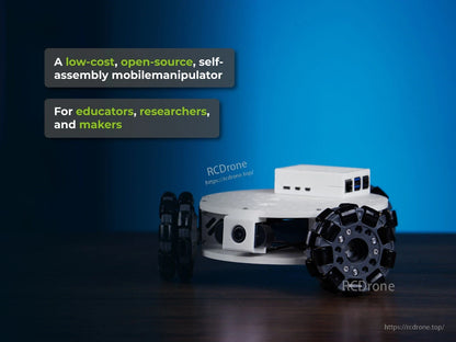 Affordable, open-source mobile manipulator for education and research, featuring self-assembly design for educators, researchers, and makers.