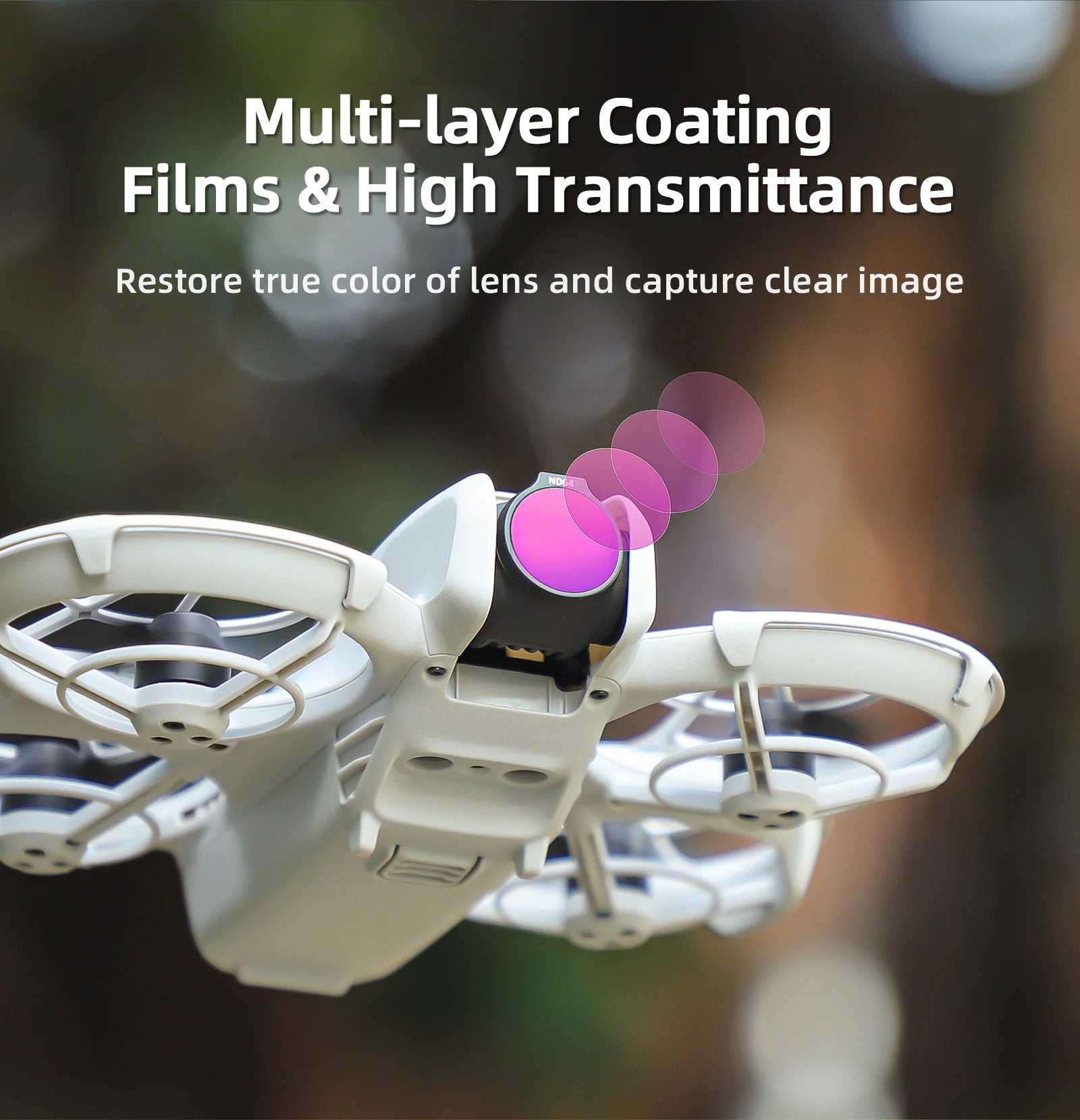 Lens Filter, Restore true colors with multi-layer coating films for high transmittance and clear images.