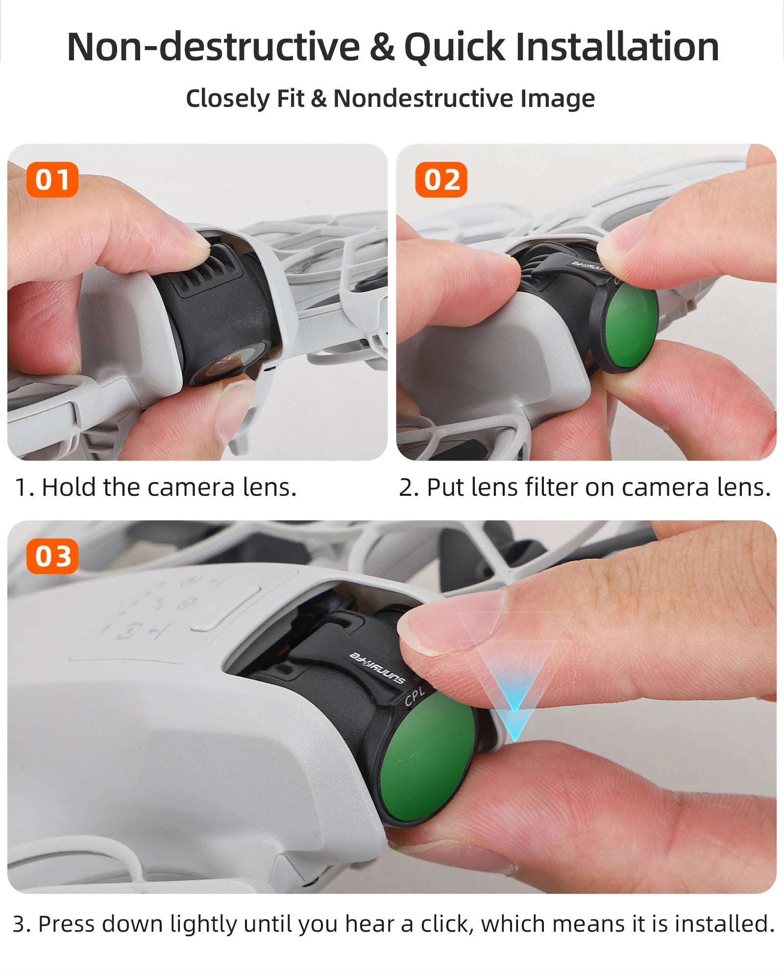 Installing lens filter involves placing it over your camera lens and pressing down until you hear a click for a secure fit.