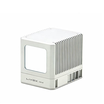 Livox MID-40 LiDAR Sensor angled view showing square optical window and finned aluminum housing