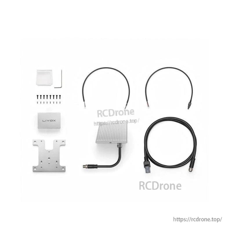 Package contents layout: MID-70 unit, mounting bracket, screws, hex key, and cables
