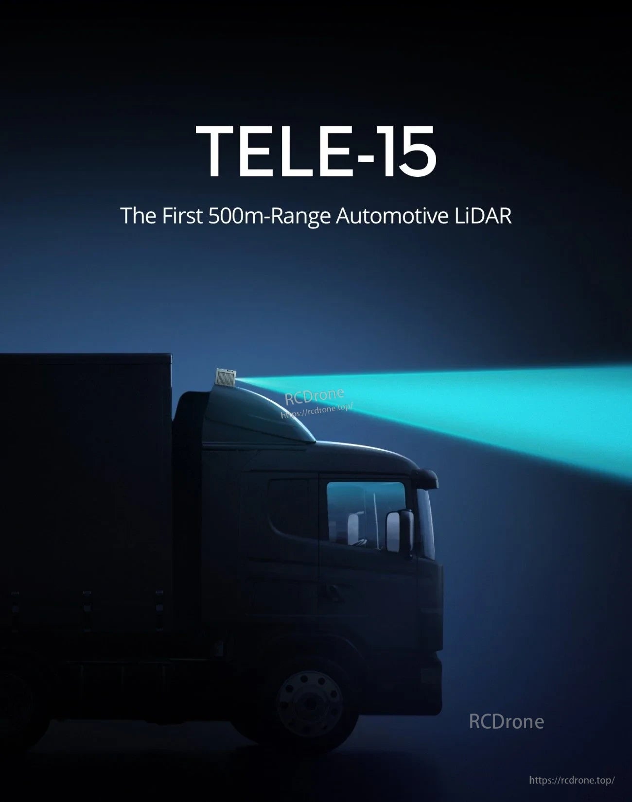Livox TELE-15 LiDAR Sensor long-range automotive LiDAR concept with truck and forward scanning beam
