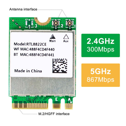 RTL8822CE 8822CE NGW M.2 Dual-Band WiFi/Bluetooth Card for Jetson Nano/Xavier NX/TX2-NX/Orin Nano & NX SUPER