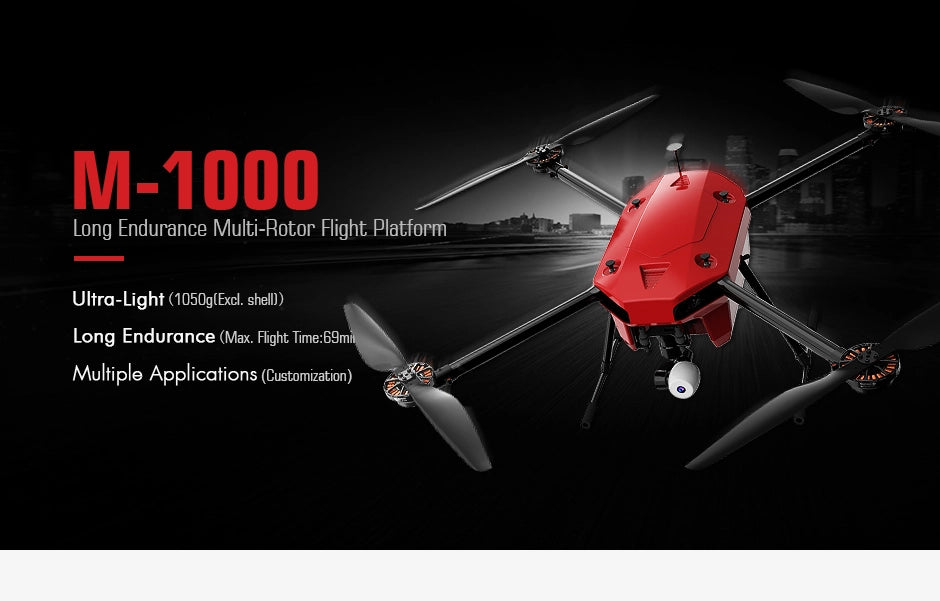 T-motor T-Drone M1000 Industrial Drone - 4 Axis 10KM 2KG Payload 62 Minutes Long Flight Time Long Range Aircraft Frame+T-MOTOR Power System 7 T-motor T-Drone, M-10OO Long Endurance Multi-Rotor Flight Platform Ultra-Light
