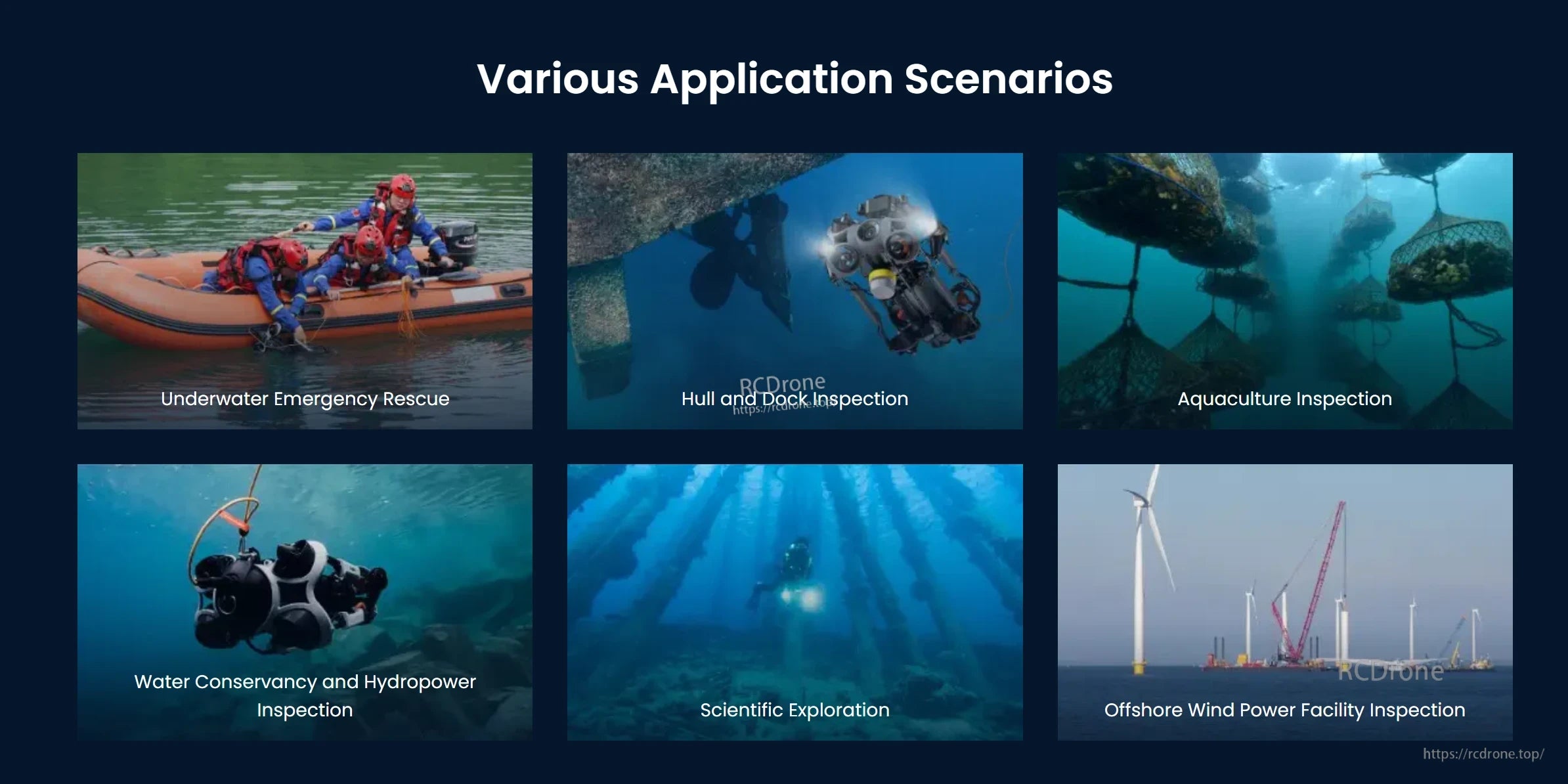 M2 Pro Max Underwater ROV, Underwater ROV applications: rescue, inspection, exploration, and power facility checks.