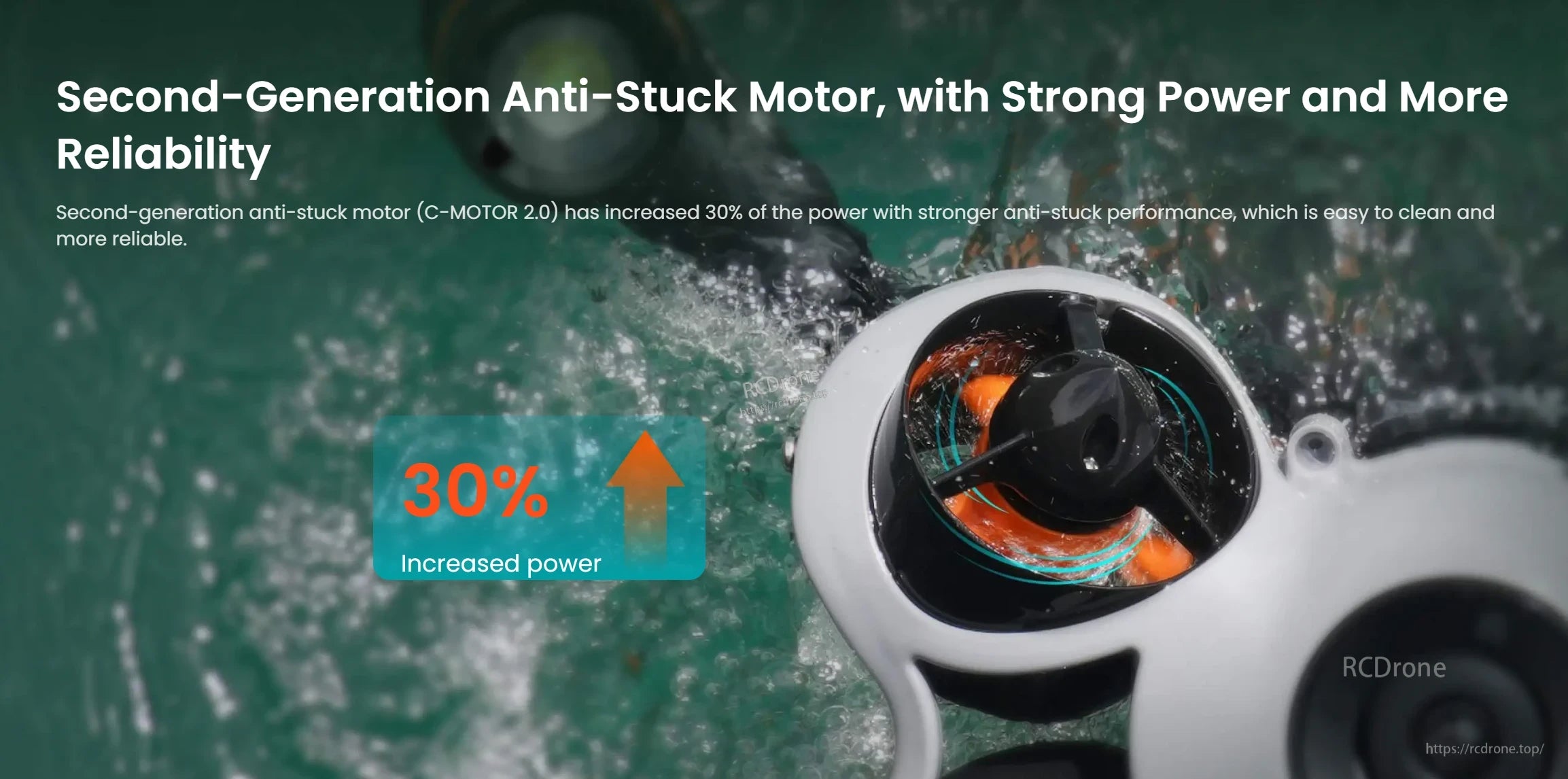 M2 Pro Max Underwater ROV, Second-gen motor offers 30% more power, improved anti-stuck performance, easier cleaning, and enhanced reliability.