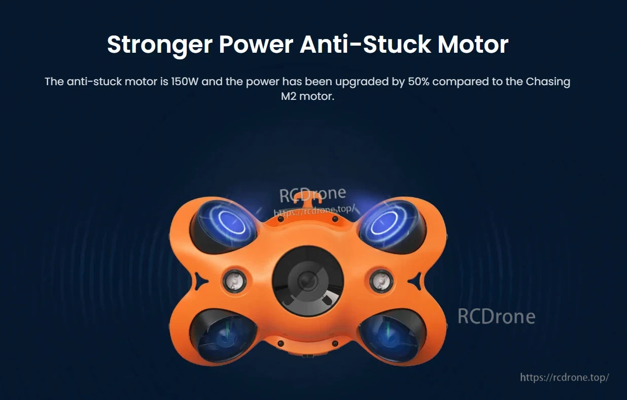 M2 Pro Underwater ROV, Stronger 150W anti-stuck motor, 50% more powerful than M2.