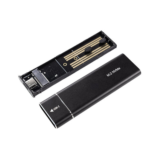M.2 SSD enclosure for Jetson NVMe, aluminum case shown open with internal M.2 slot and cover