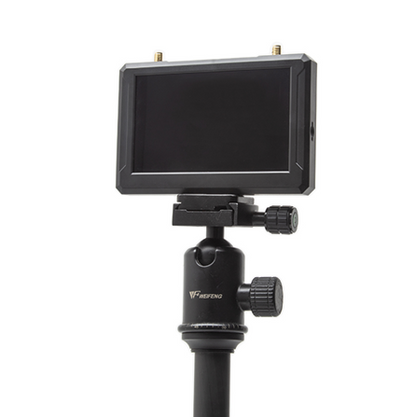 SKYZONE M5F 5-inch 5.8GHz FPV monitor mounted on tripod ball head, front screen view
