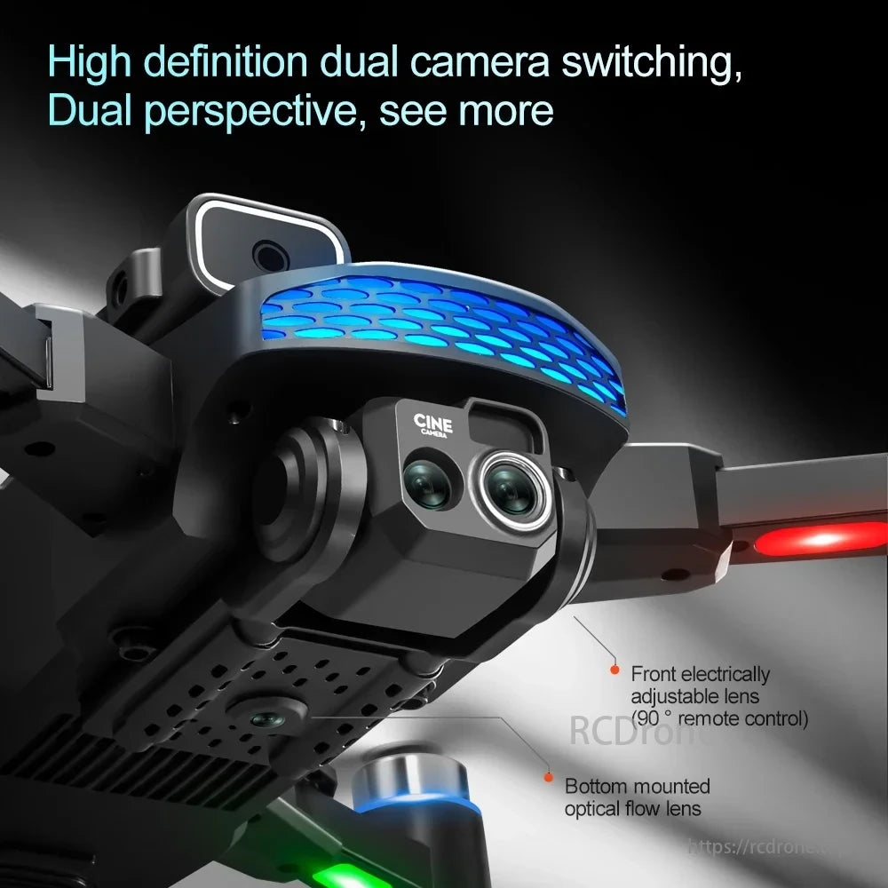 M6 Drone, Dual HD cameras with adjustable front lens and optical flow lens for enhanced visibility.