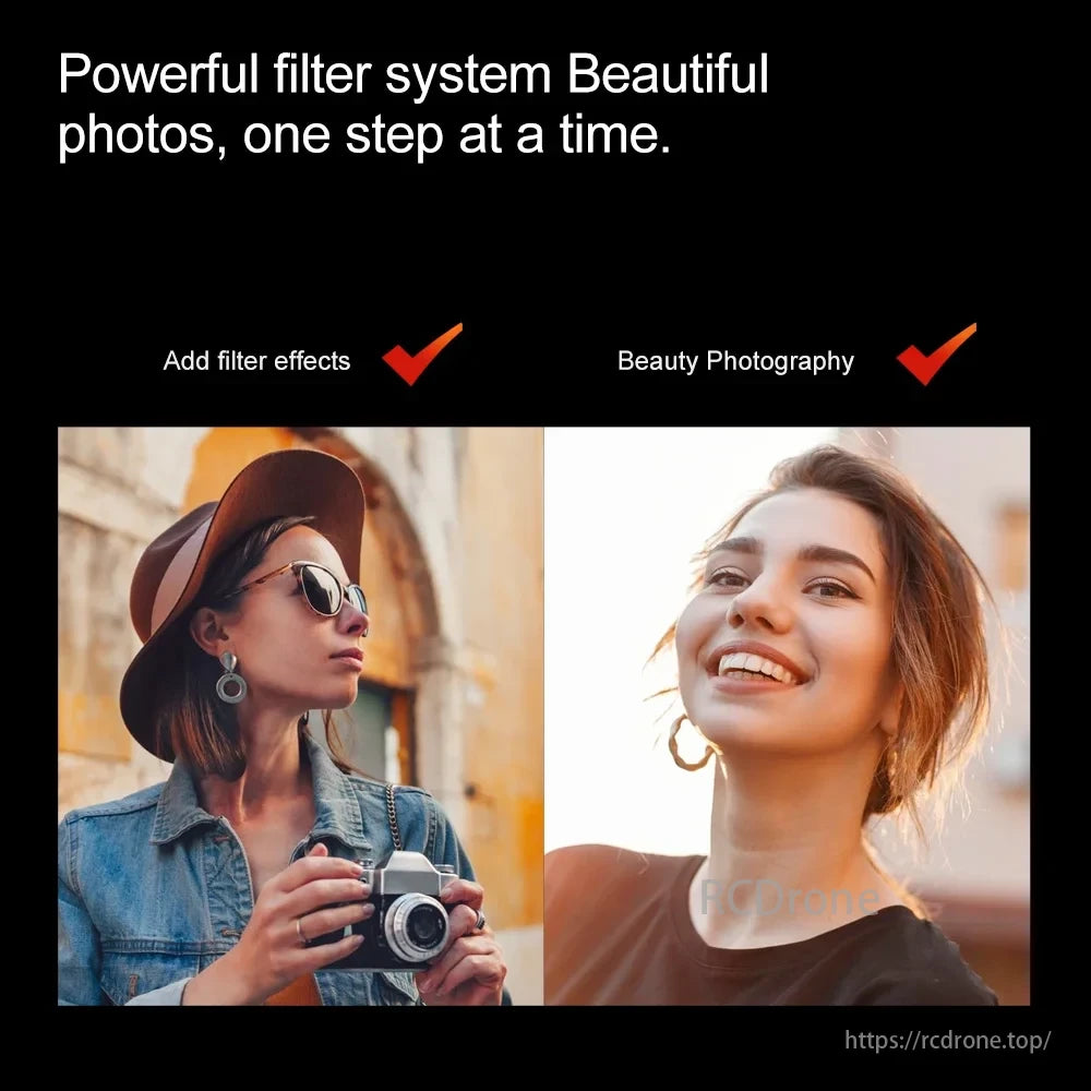 M6 Drone, Powerful filter system for beautiful photos with one-step effects in beauty photography.