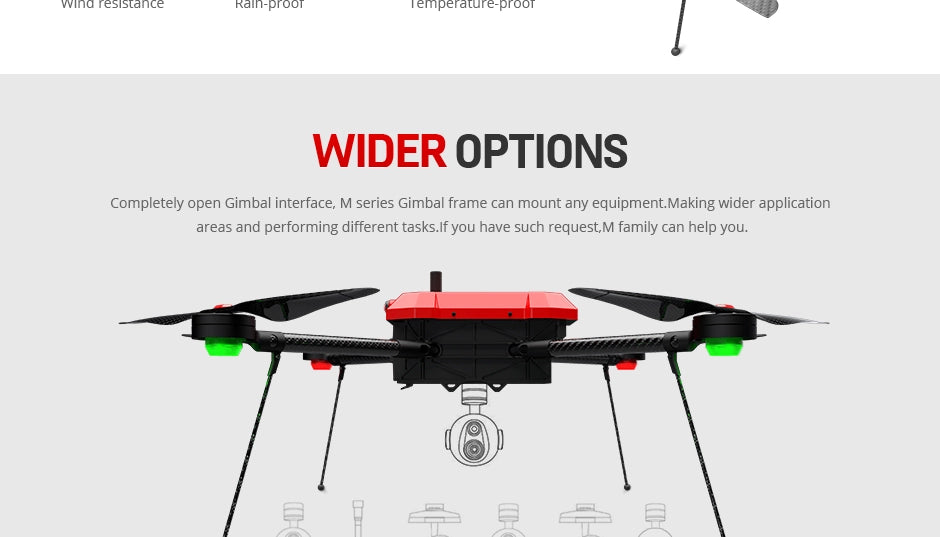 T-Motor T-Drone M690A Industrial Drone - 4 Axis 1kg Payload 71 Minutes Long Flight Time 10KM Distance UAV Drone for Industrial Applications Frame+T-MOTOR power system 8 T-Motor T-Drone, M series Gimbal frame can mount any equipment M family can help you: