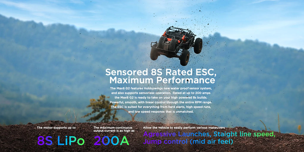 Hobbywing Ezrun MAX6 G2 Combo - EzRun 4990/5690 SD G2 Motor with Ezrun Max6 G2 ESC for RC Car Truck 6 Hobbywing Ezrun MAX6 G2 Combo, the Max6 62 features Hobbyiina nawwate proor sensor