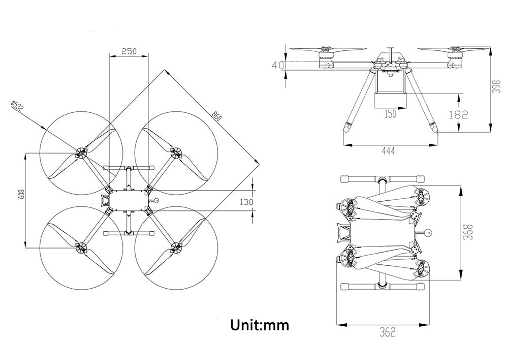 Tarot M860B, Drone configuration can be upgraded to improve flight endurance and adapt to different industrial tasks.