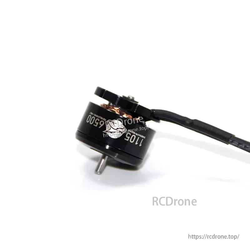 MAD 1105 KV6500 FPV Racing Brushless Drone Motor, MAD 1105 KV6500 brushless FPV racing drone motor with black can, exposed copper windings, and lead wires