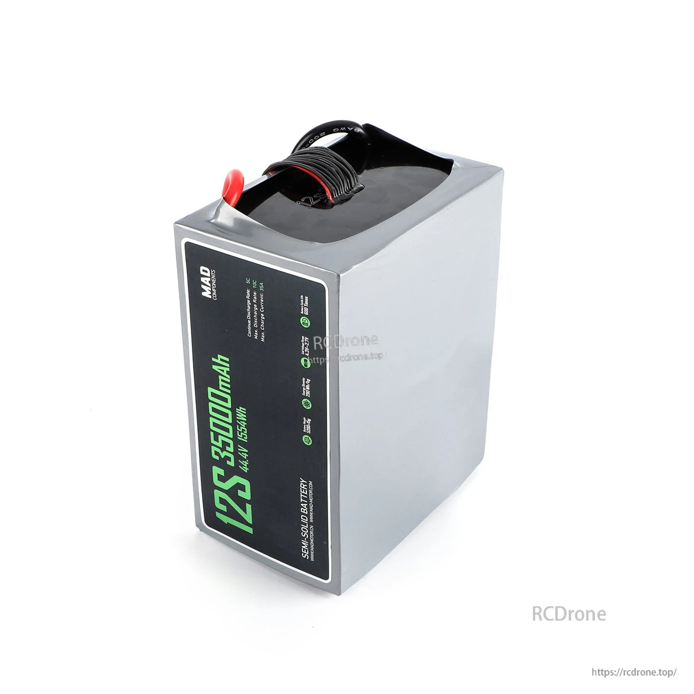 MAD 12S 35000mAh 44.4V 1554Wh drone lithium-ion battery pack with top handle and lead cables
