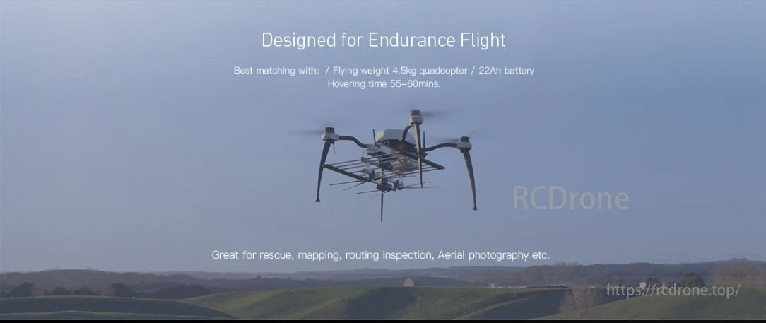 MAD HAVOC Propeller, A 4.5kg quadcopter drone with a 22Ah battery offers 55-60 minutes of flight time, ideal for rescue, mapping, inspection, and aerial photography.