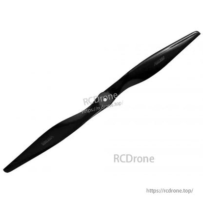 MAD 17 Inch Carbon Fiber Propeller, MAD 17-inch carbon fiber two-blade propeller in black with a slim, curved blade profile