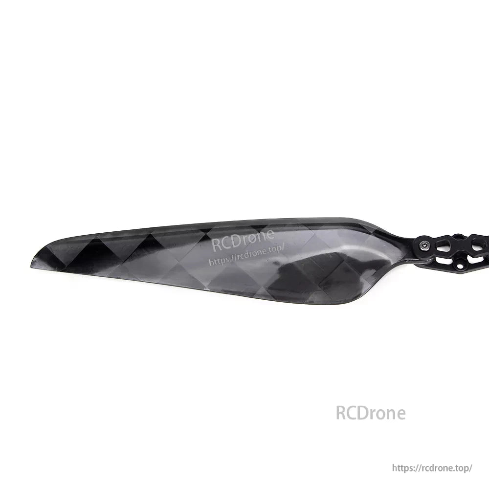 Glossy carbon fiber folding propeller blade with hinge mount, MAD FLUXER Pro Shine 17.5x6.5in