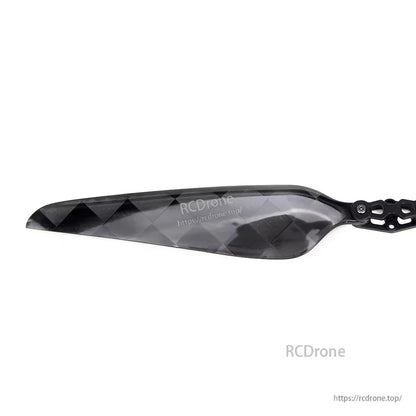 Glossy carbon fiber folding propeller blade with hinge mount, MAD FLUXER Pro Shine 17.5x6.5in