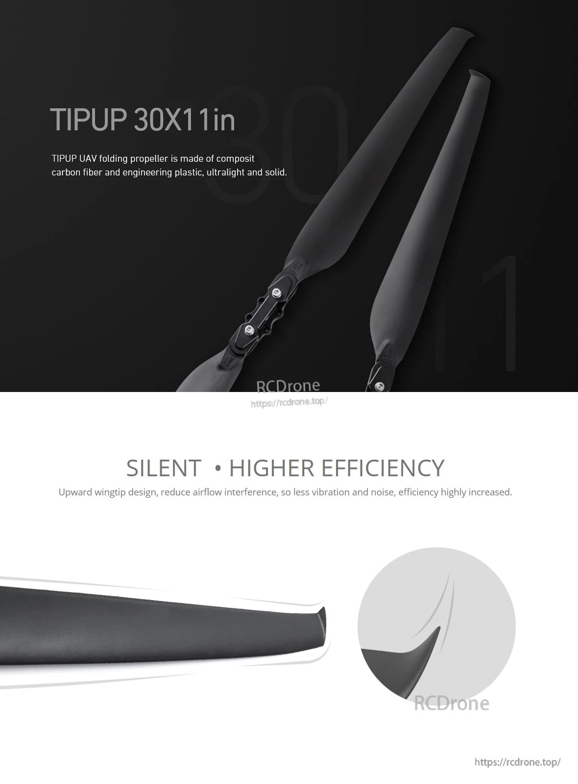 MAD 30x11 TIPUP Polymer Drone Folding Propeller
