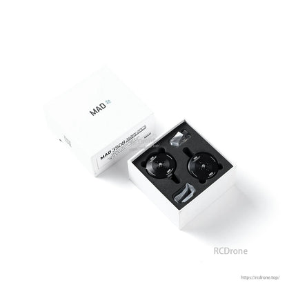 White MAD 3508 IPE drone motor retail box with MAD branding and model label on the side