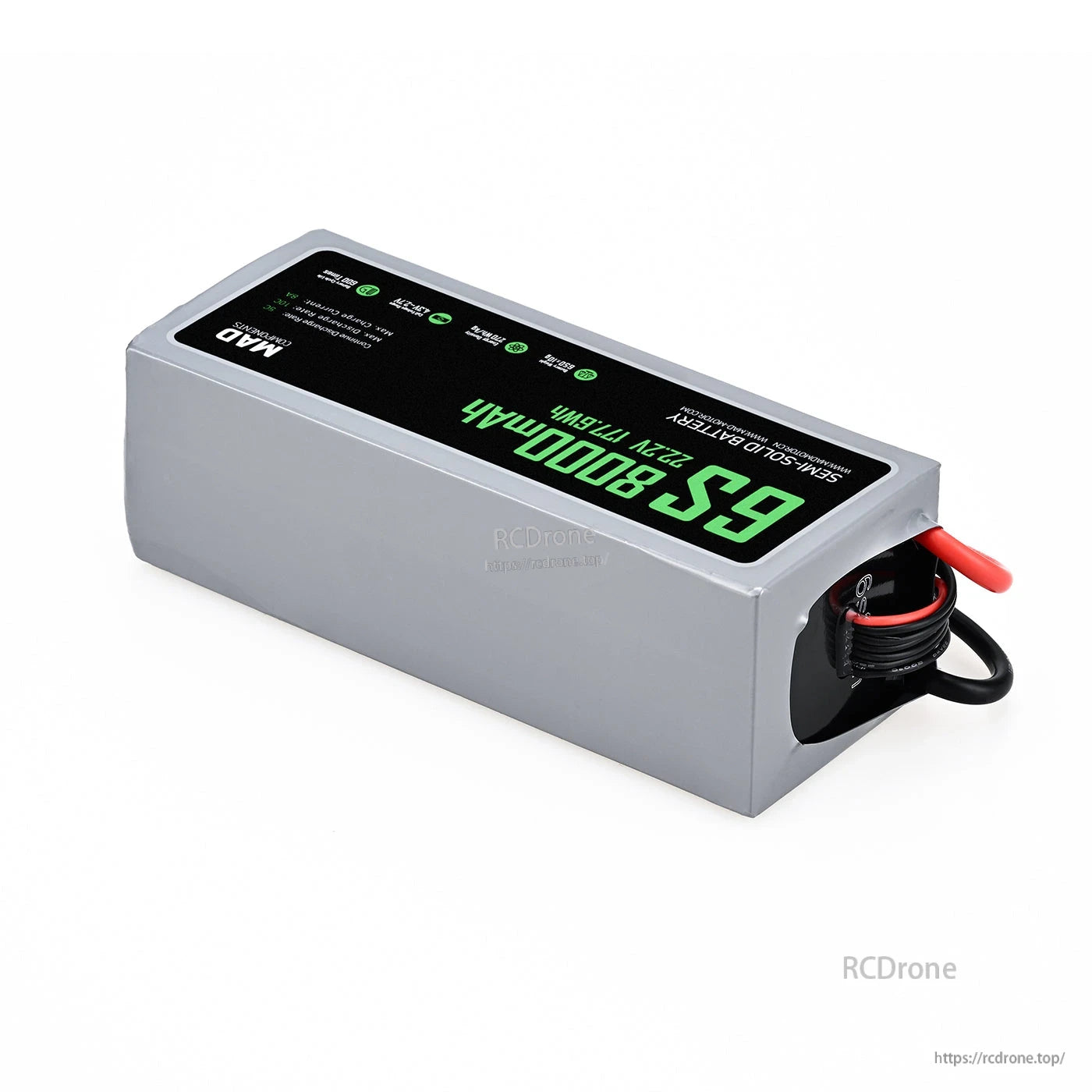 MAD 6S 8000mAh 22.2V (177.6Wh) drone battery pack in gray hard case with attached power leads