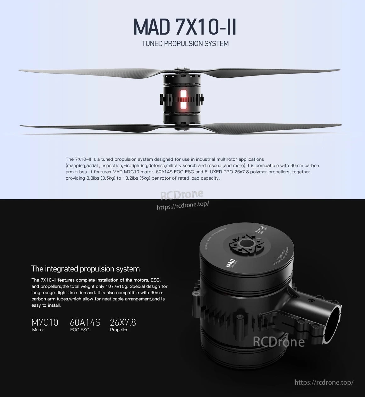 MAD 7x10-II Coaxial Drone Arm Set 135KV