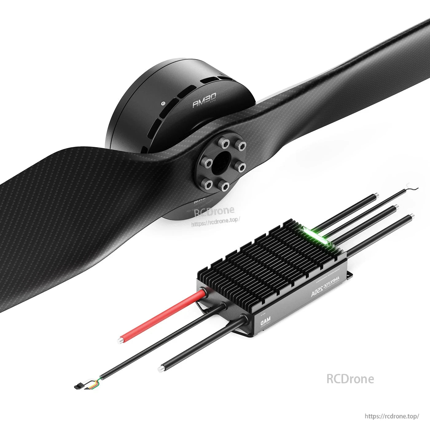 MAD AM30 43KV Power System Kit Power System Kit, MAD AM30 brushless motor with carbon propeller and 85A ESC featuring heatsink and pre-wired leads