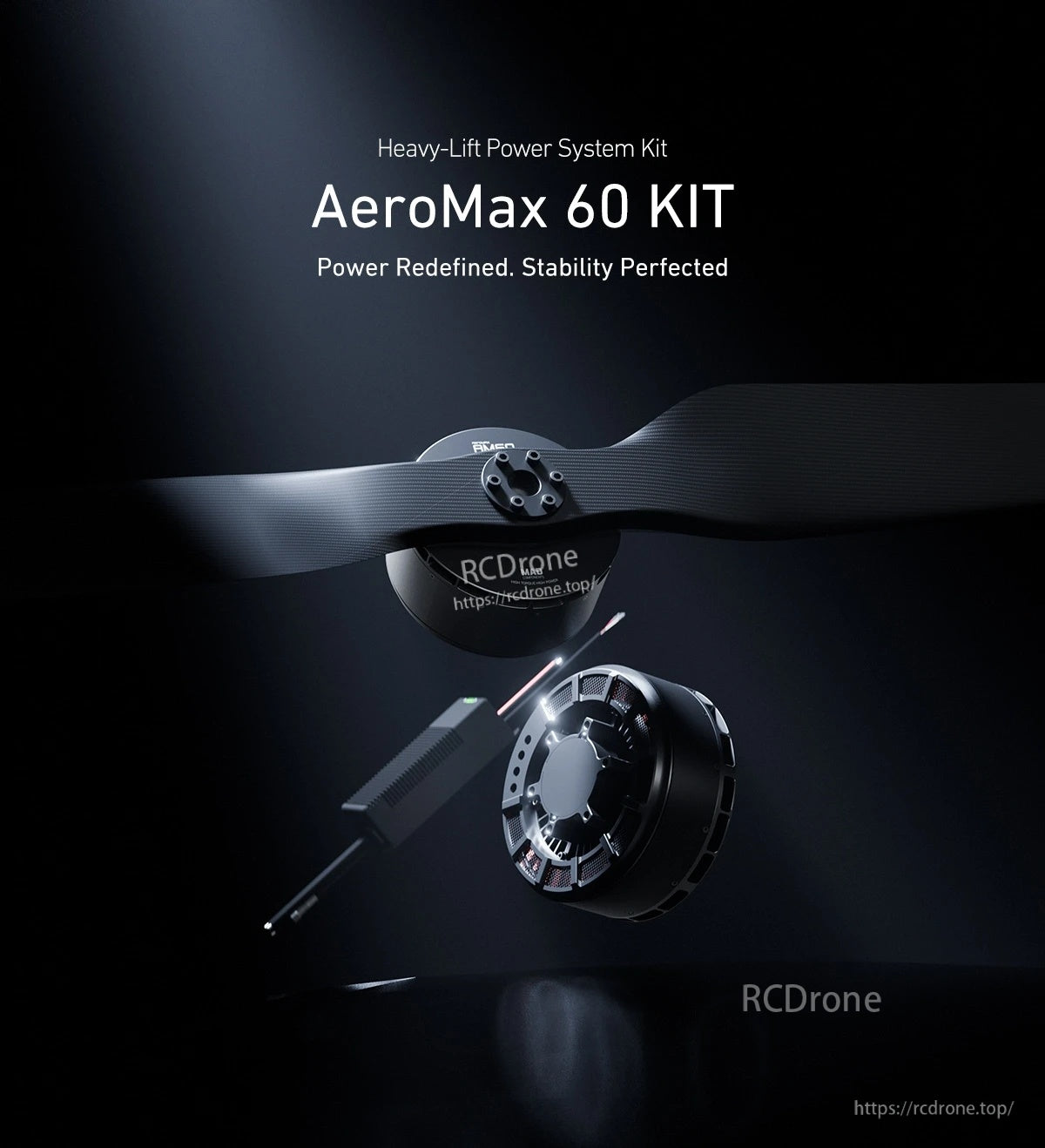 AeroMax 60 heavy-lift power system kit with large propeller, brushless motor, and controller module