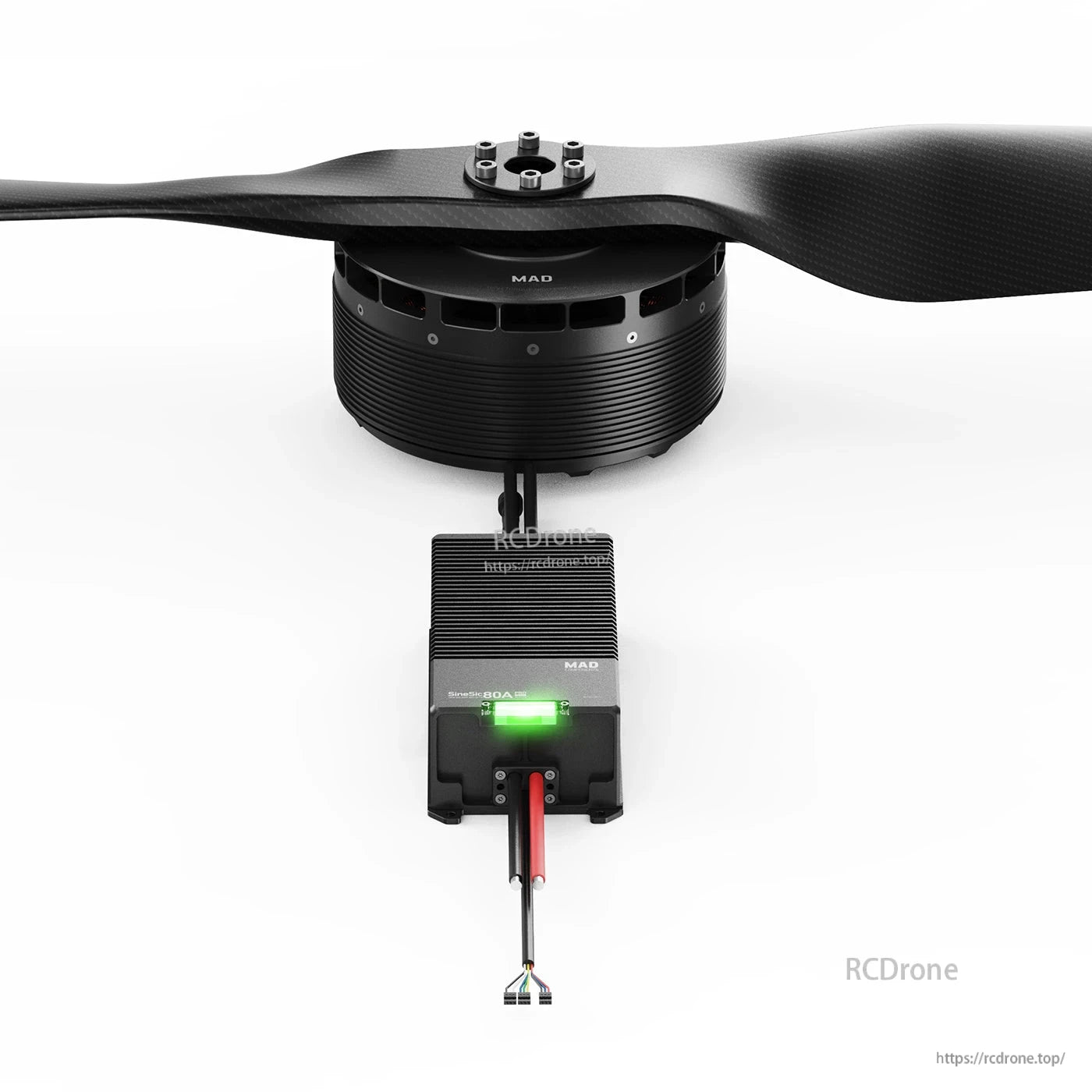 MAD brushless motor with 73x29 propeller and compact ESC module with LED indicator and power leads