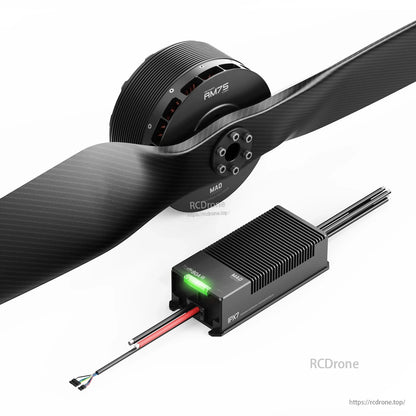 MAD AM75 drone motor with carbon propeller and finned ESC module with wiring harness