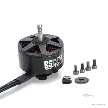 MAD BSC 4720 430KV FPV Drone Motor, MAD BSC 4720 430KV FPV drone brushless motor with top shaft, power leads, screws, nut and washer