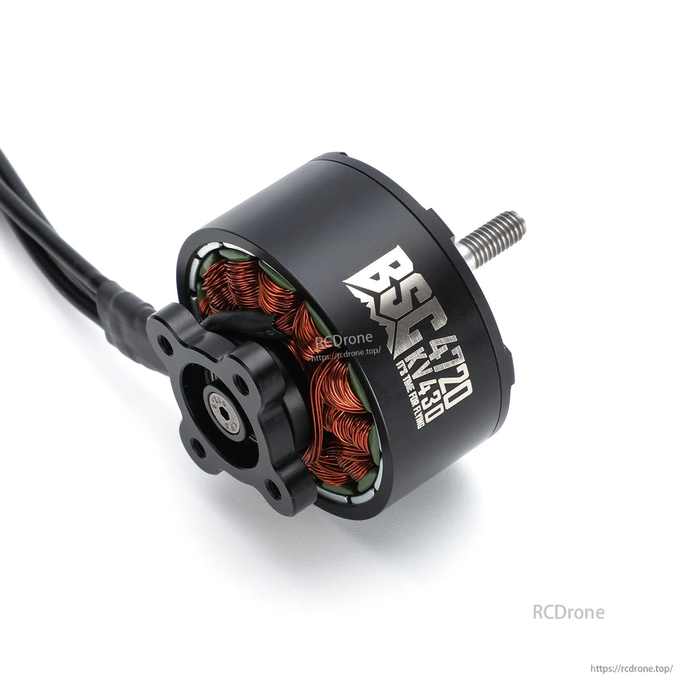 MAD BSC 4720 430KV FPV drone motor with exposed copper windings, threaded shaft, and mounting base