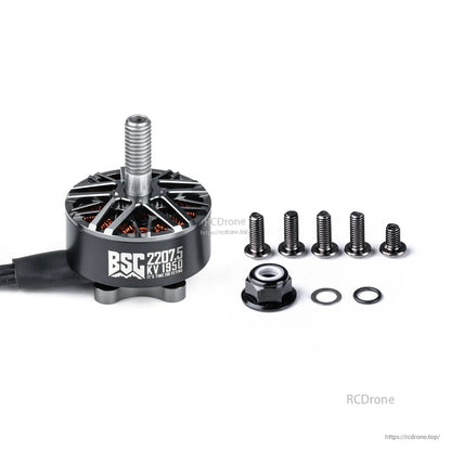 MAD BSC2207.5 V1.0 FPV Drone Motor, MAD BSC 2207.5 V1.0 FPV drone brushless motor with mounting screws, nut, and washers