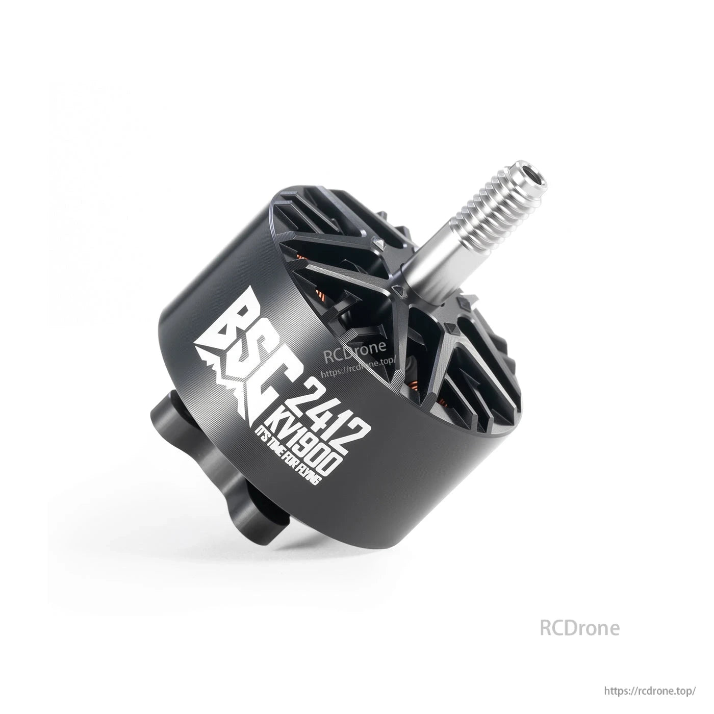 MAD BSC2412 V1.0 1900KV brushless FPV drone motor with black housing, vented top, and threaded shaft