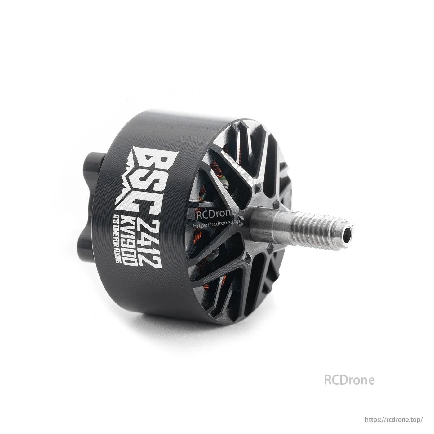 MAD BSC2412 V1.0 1900KV brushless FPV drone motor with black housing and threaded prop shaft