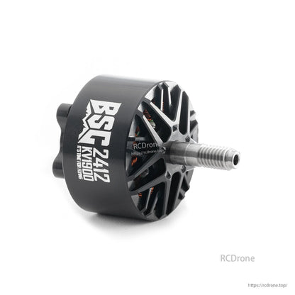 MAD BSC2412 V1.0 1900KV brushless FPV drone motor with black housing and threaded prop shaft