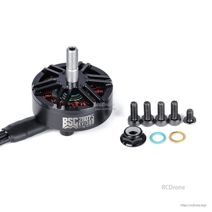 MAD BSC2807.5 V1.0 FPV Drone Motor, MAD BSC 2807.5 KV1300 FPV drone brushless motor with threaded shaft, wire lead, screws, nut and washers