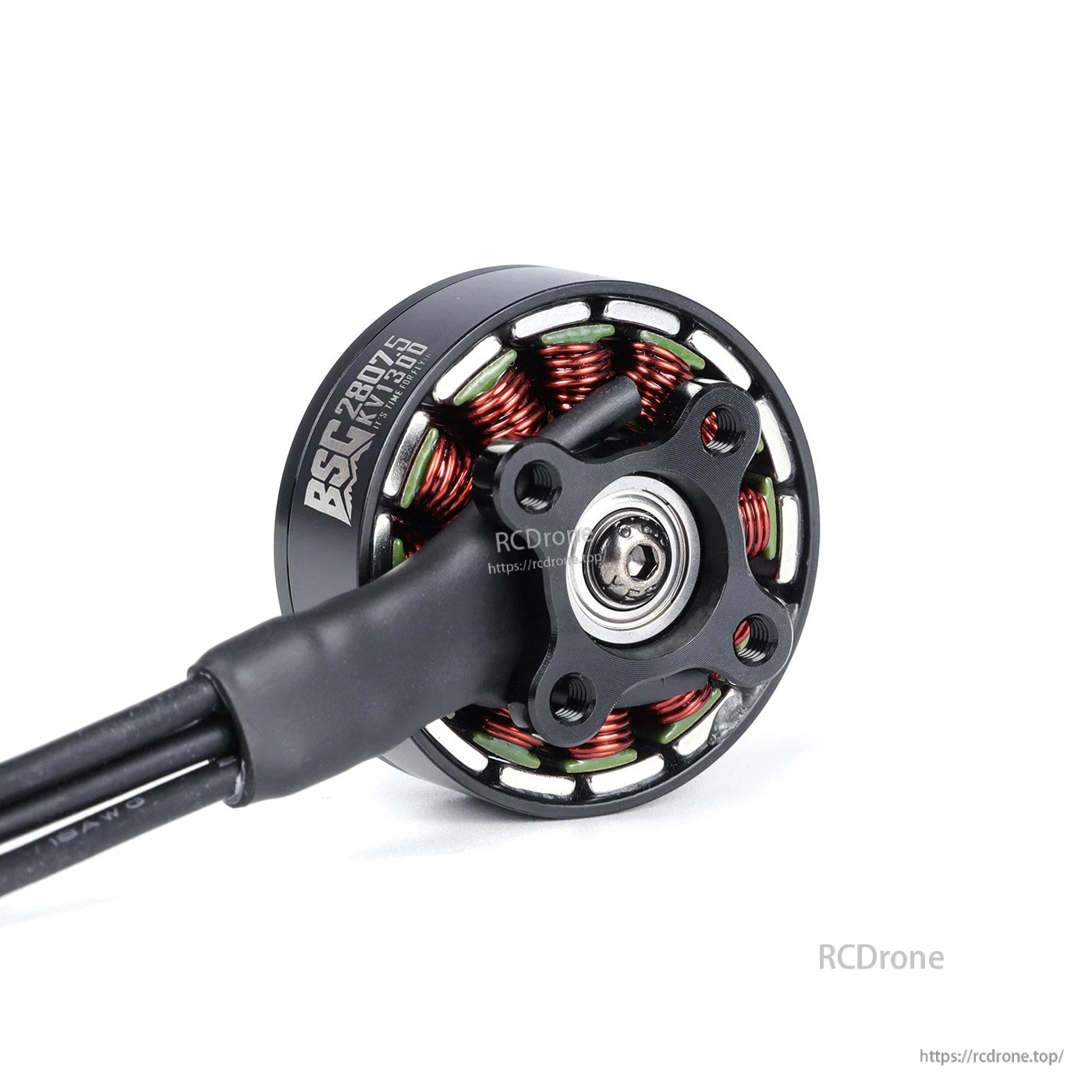 MAD BSC2807.5 V1.0 FPV drone motor with black bell, red copper windings, and three-wire lead