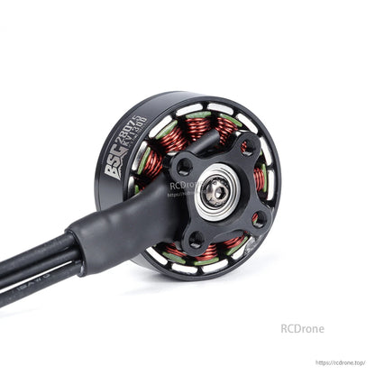 MAD BSC2807.5 V1.0 FPV drone motor with black bell, red copper windings, and three-wire lead