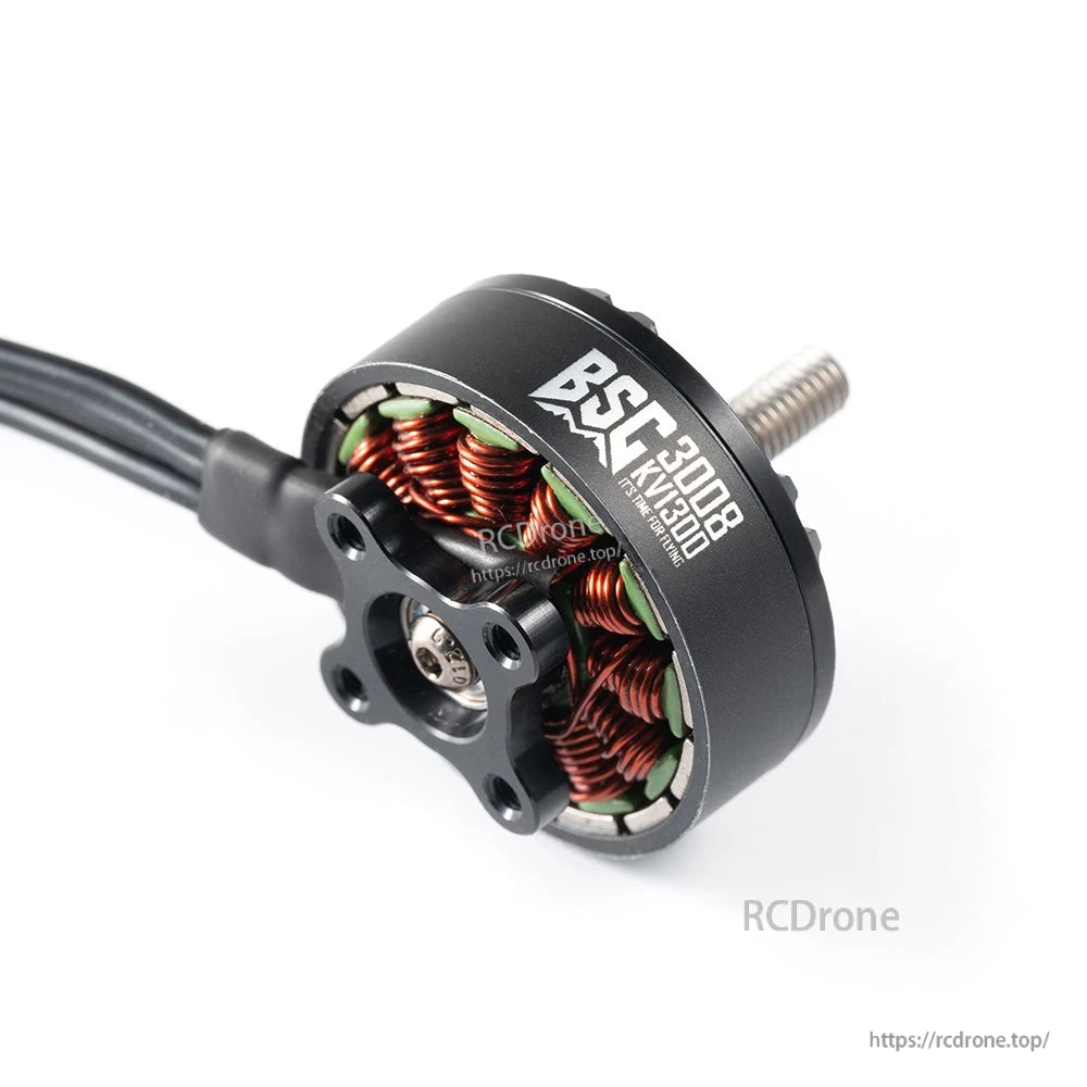 MAD BSC3008 1300KV 6S FPV Drone Motor, MAD BSC3008 1300KV brushless FPV drone motor with black can, exposed copper windings, and lead wires