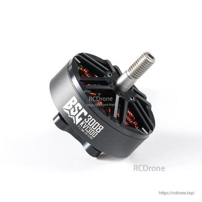 MAD BSC3008 1300KV 6S FPV Drone Motor, MAD BSC3008 KV1300 FPV drone brushless motor with black housing, visible copper windings and threaded shaft
