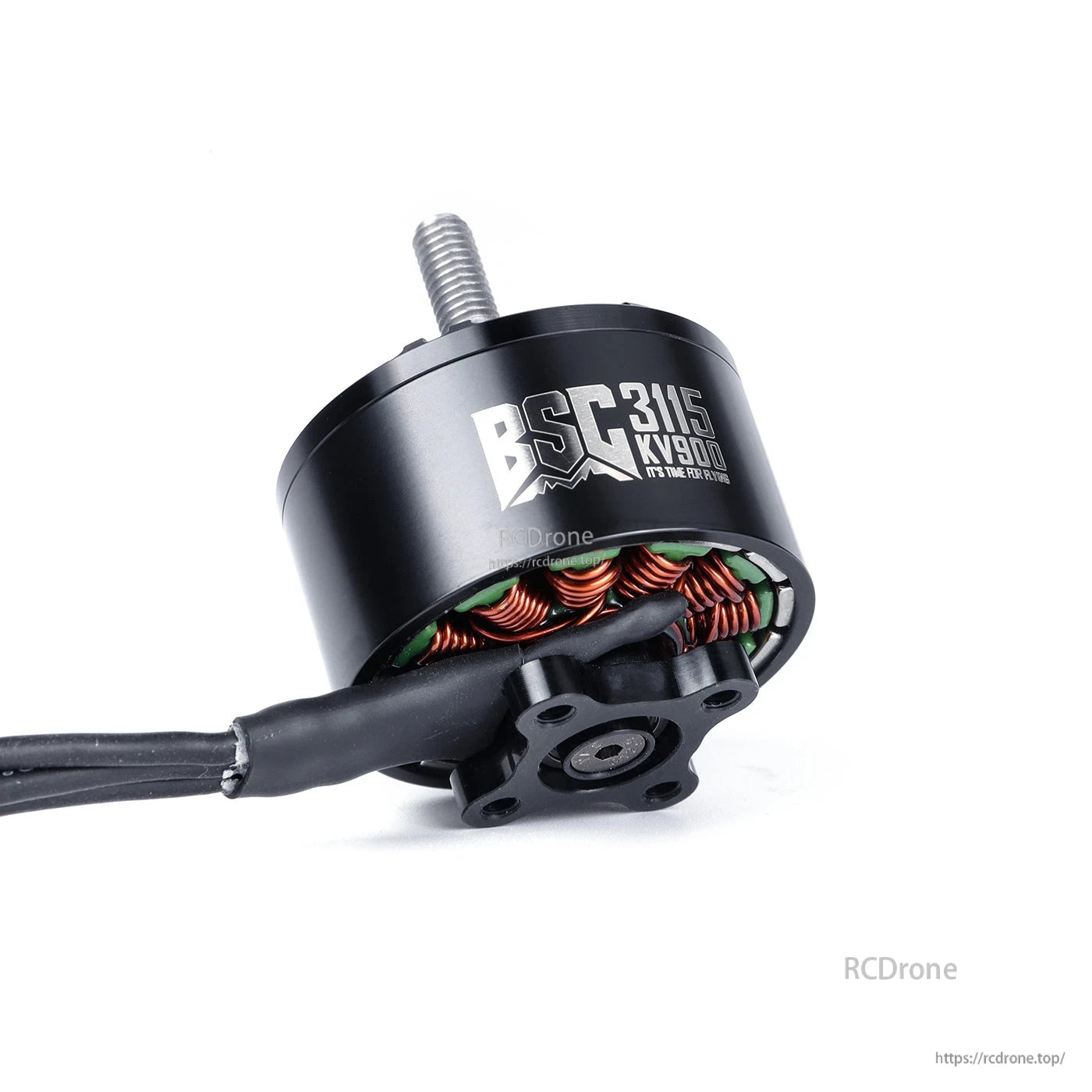 MAD BSC3115 V1.0 FPV Drone Brushless Motor, MAD BSC3115 V1.0 brushless FPV drone motor with threaded shaft, copper windings, and mounting base