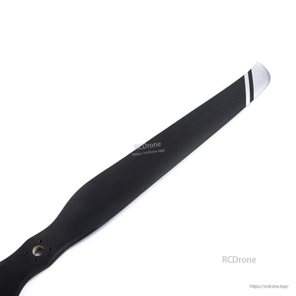 MAD CB2 47.5x18 inch Carbon Fiber Propeller, MAD CB2 carbon fiber propeller blade with mounting hub holes and a white striped tip, 47.5x18 in