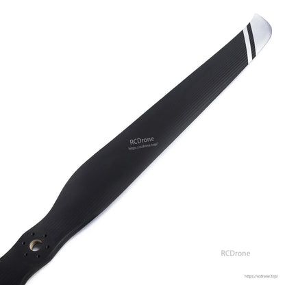 MAD CB2 60x19 carbon fiber paramotor propeller with matte black finish, striped tip, and M6 6-hole mount